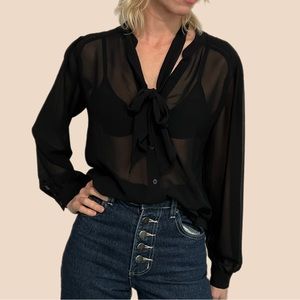 Ann Taylor sheer tie blouse